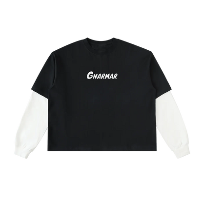 Layered Contrast Sleeve Cotton T-Shirt