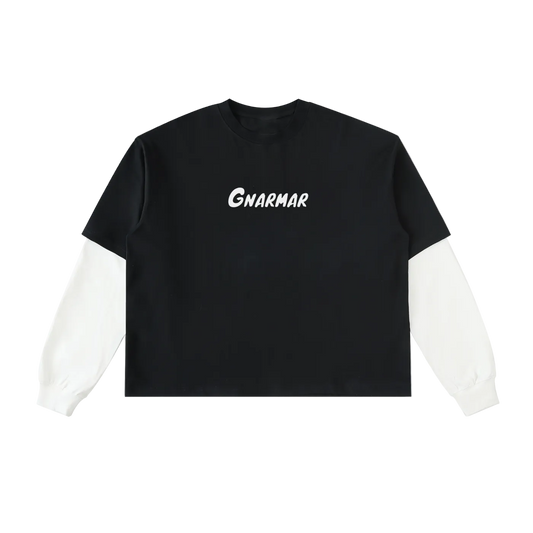 Layered Contrast Sleeve Cotton T-Shirt
